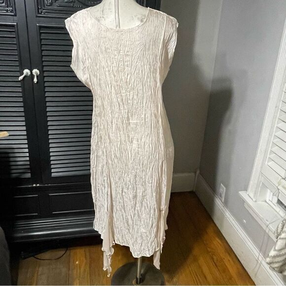 Lee Andersen Romantic Silk Slip Crinkle Dress‎ Fairy Whimsy Goth Art To Wear S - Picture 5 of 7